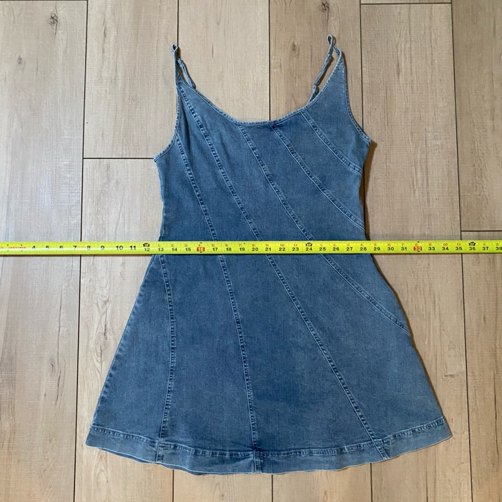 Mustard Seed Denim Tank Dress – Blue, Size L Flared A-Line, Chambray Dress - Picture 8 of 13